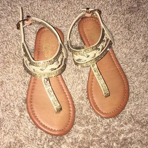 Gold glitter sandals